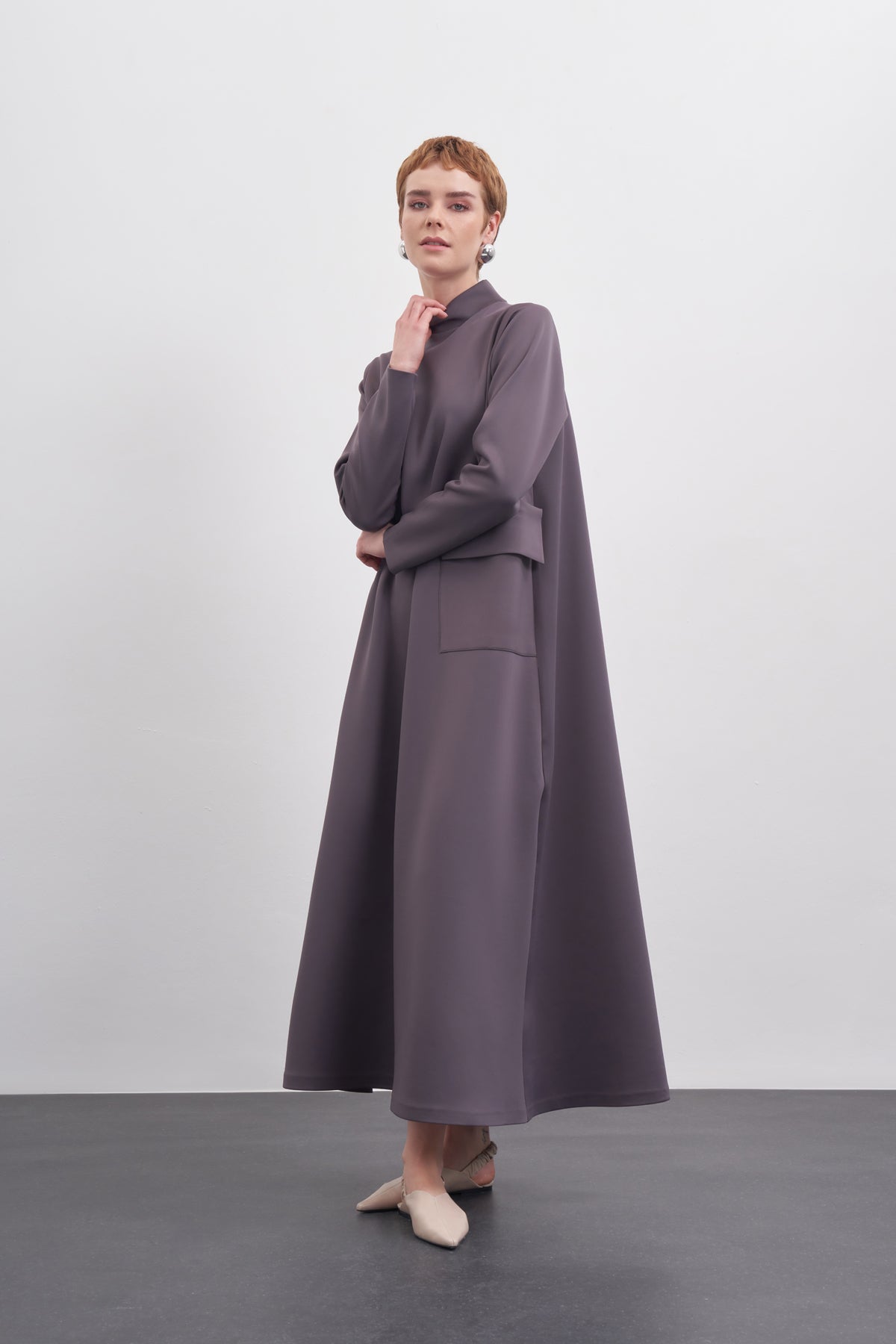 DRESS WITH CHANGEABLE POCKET FLOOR - MINK