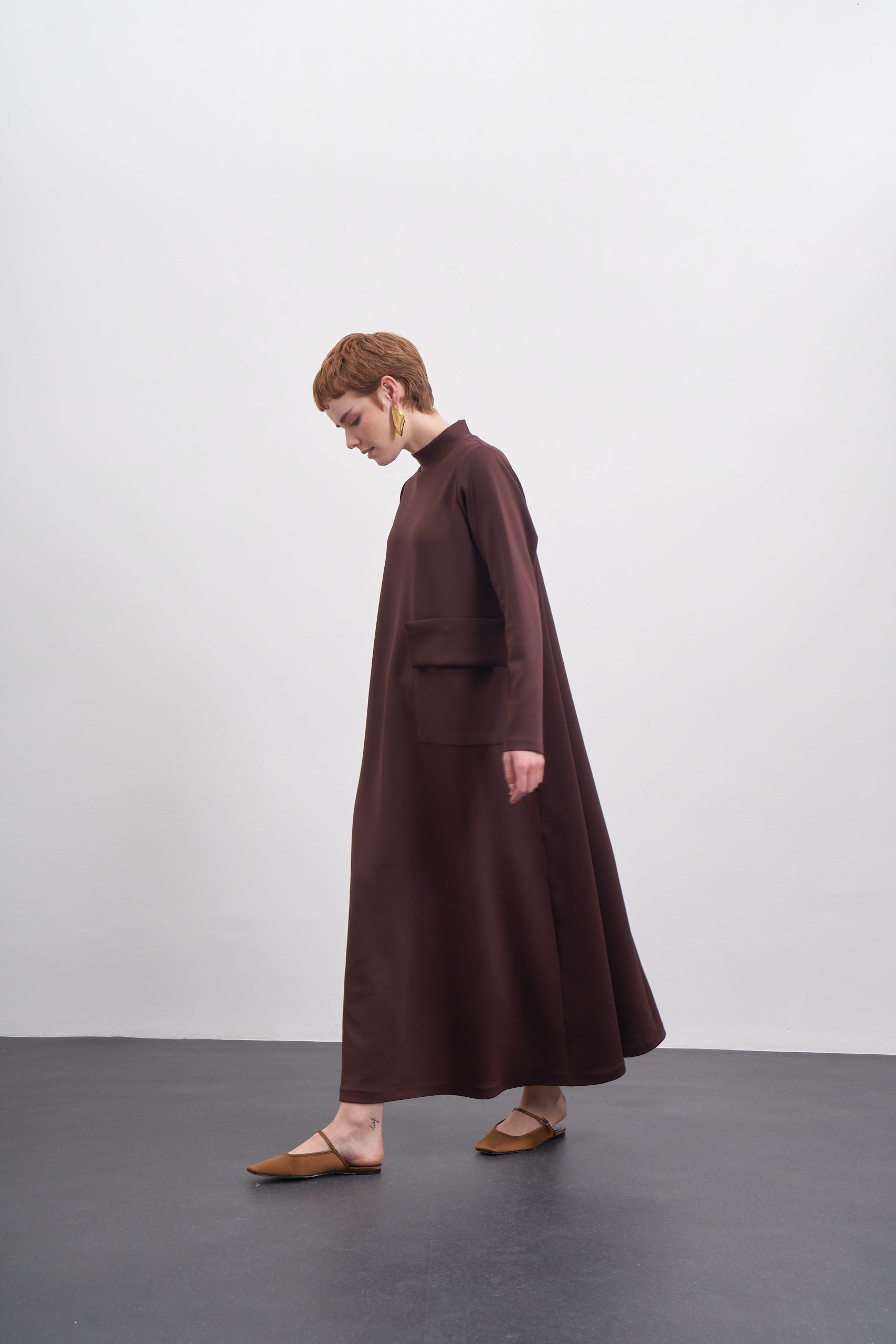 DRESS WITH CHANGEABLE POCKET FLOOR - MINK